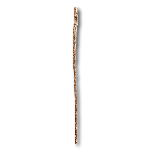 Hand-painted Willow Spirit walking stick by New Mexico artist, 4 ft 9 in, featuring intricate designs in a natural wood finish.