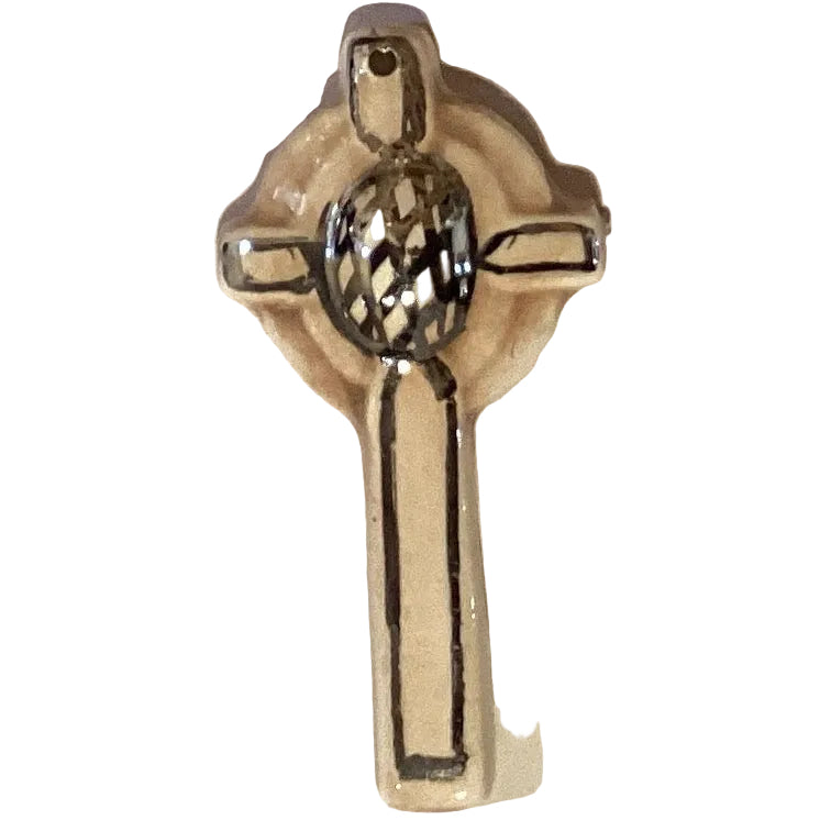 Handmade glazed clay mini crosses, Catholic Christian keepsakes, 1 inch, crafted by Ysleta Mission Gift Shop.