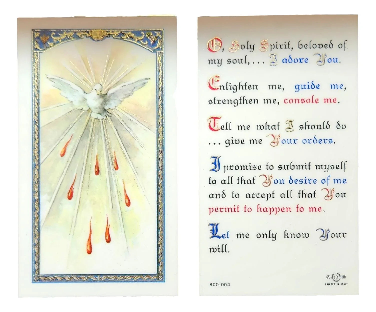 Prayer Card Prayer To The Holy Spirit Laminated HC-HS - Ysleta Mission Gift Shop