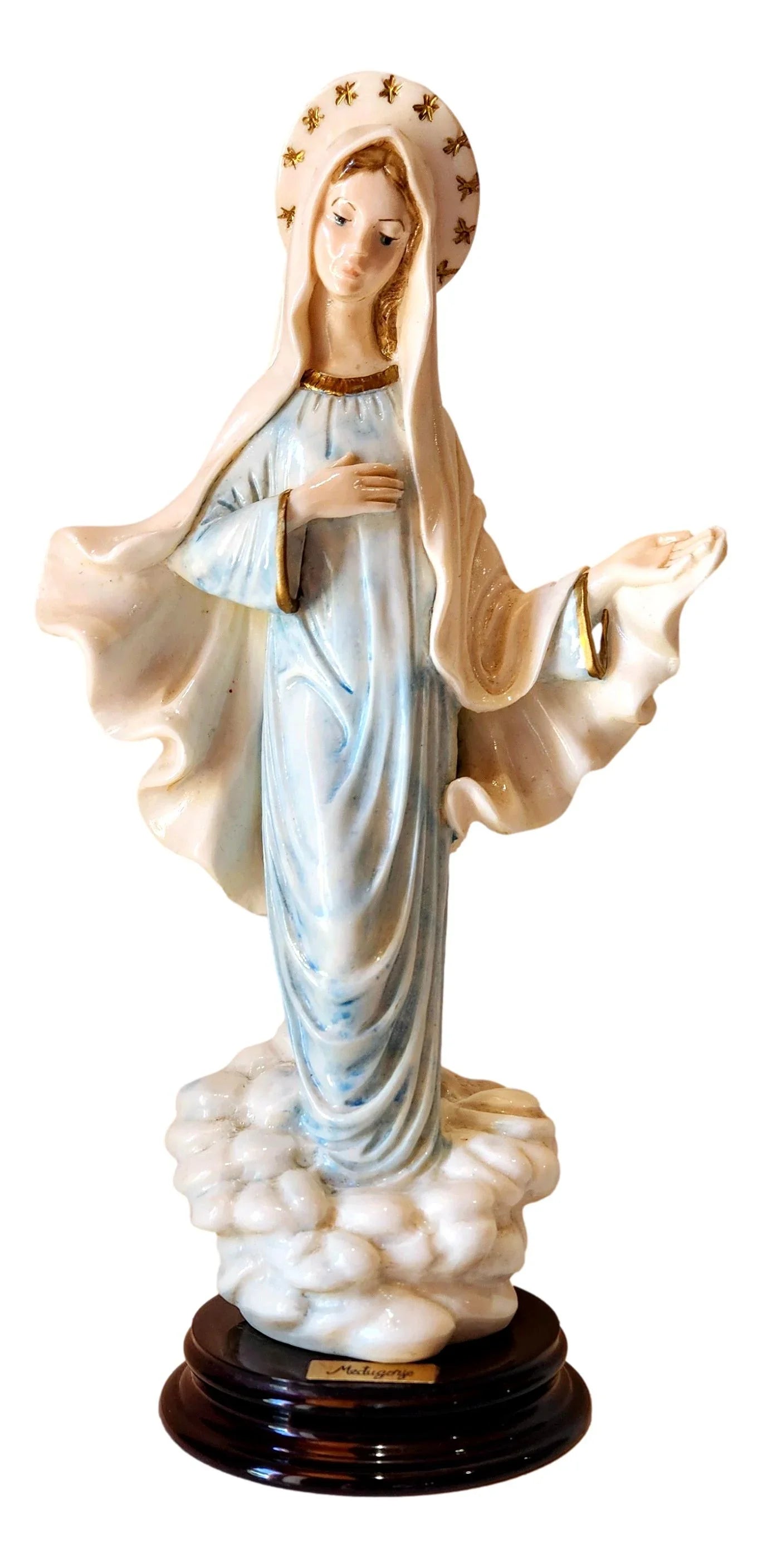 Our Lady of Medjugorje Statue – Handcrafted Religious Porcelain Figure 11" x 6" - Ysleta Mission Gift Shop