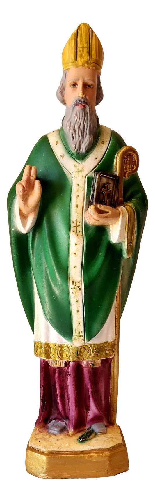 Saint Patrick Statue – Handcrafted Religious Figure 12" x 4" - Ysleta Mission Gift Shop