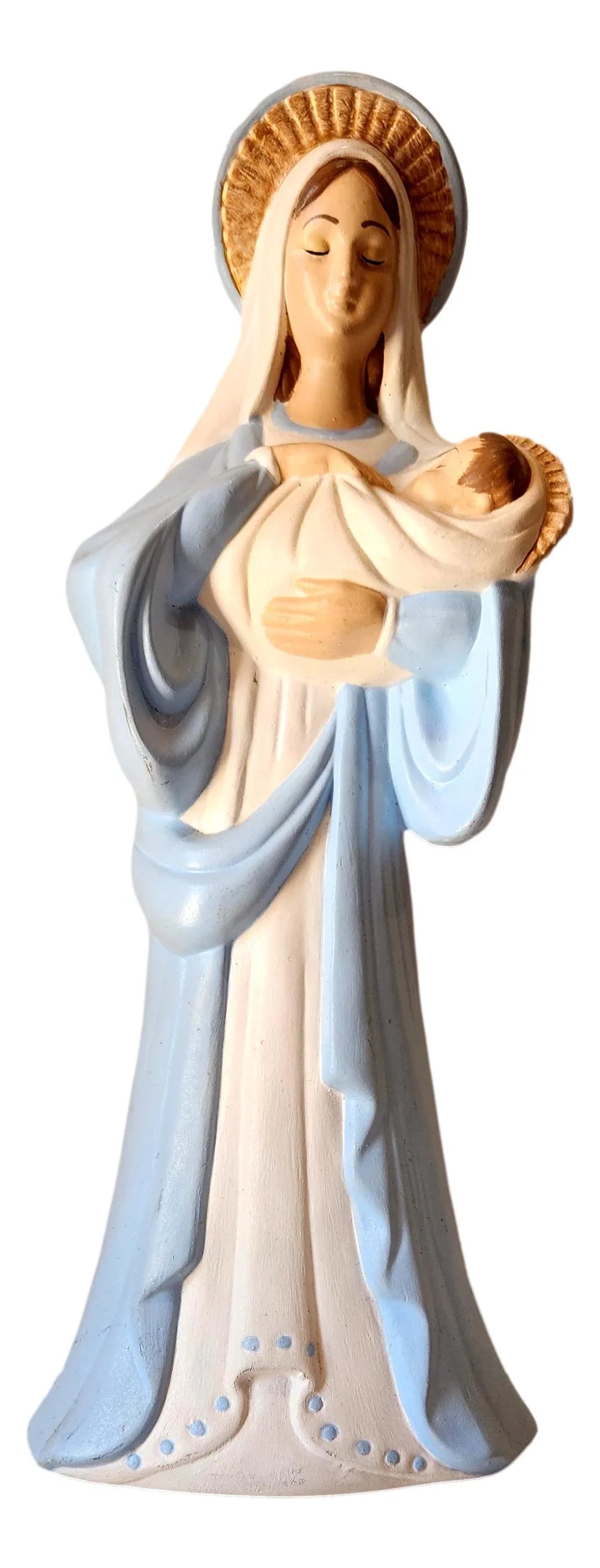 Madonna and Child Statue – Handcrafted Religious Figure 12" x 4.5" - Ysleta Mission Gift Shop