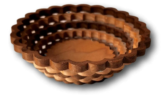 Handcrafted Wood Bowl with Woven Design 4" - Ysleta Mission Gift Shop