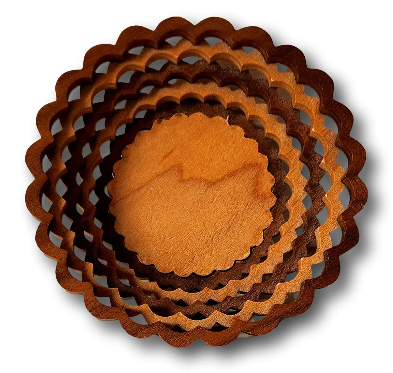 Handcrafted Wood Bowl with Woven Design 4" - Ysleta Mission Gift Shop