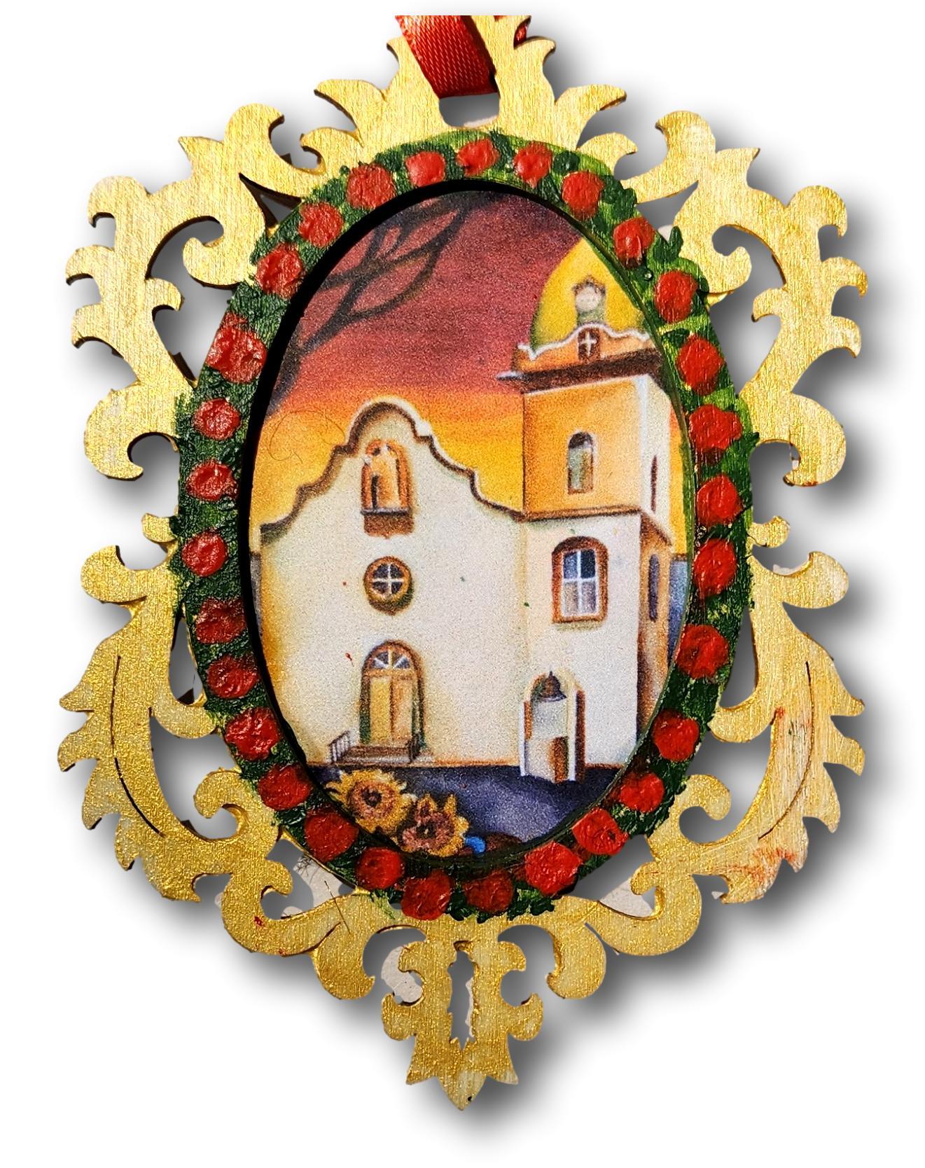 Handpainted Die Cut Frame with Ysleta Mission Art Print - Ysleta Mission Gift Shop