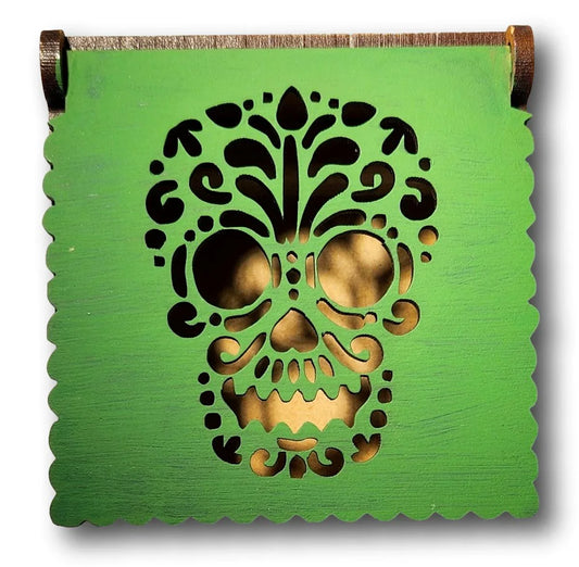 Papel Picado Design Laser-Cut Wood Box – Color Options Available 3" x 3" x 2" - Ysleta Mission Gift Shop
