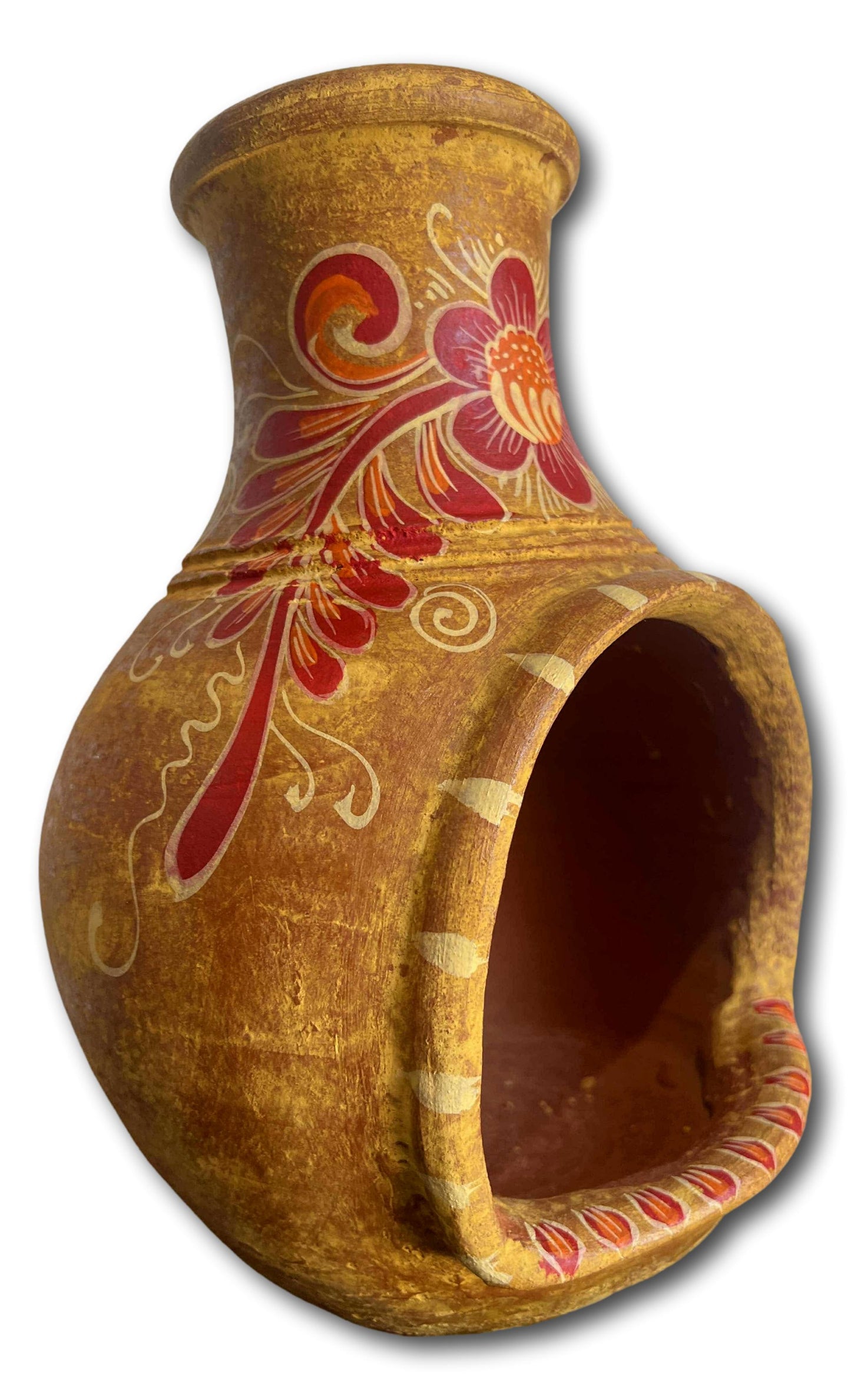 Handcrafted Clay Sun-Decorated Tabletop Chiminea – 8" x 12" Made in Mexico - Ysleta Mission Gift Shop