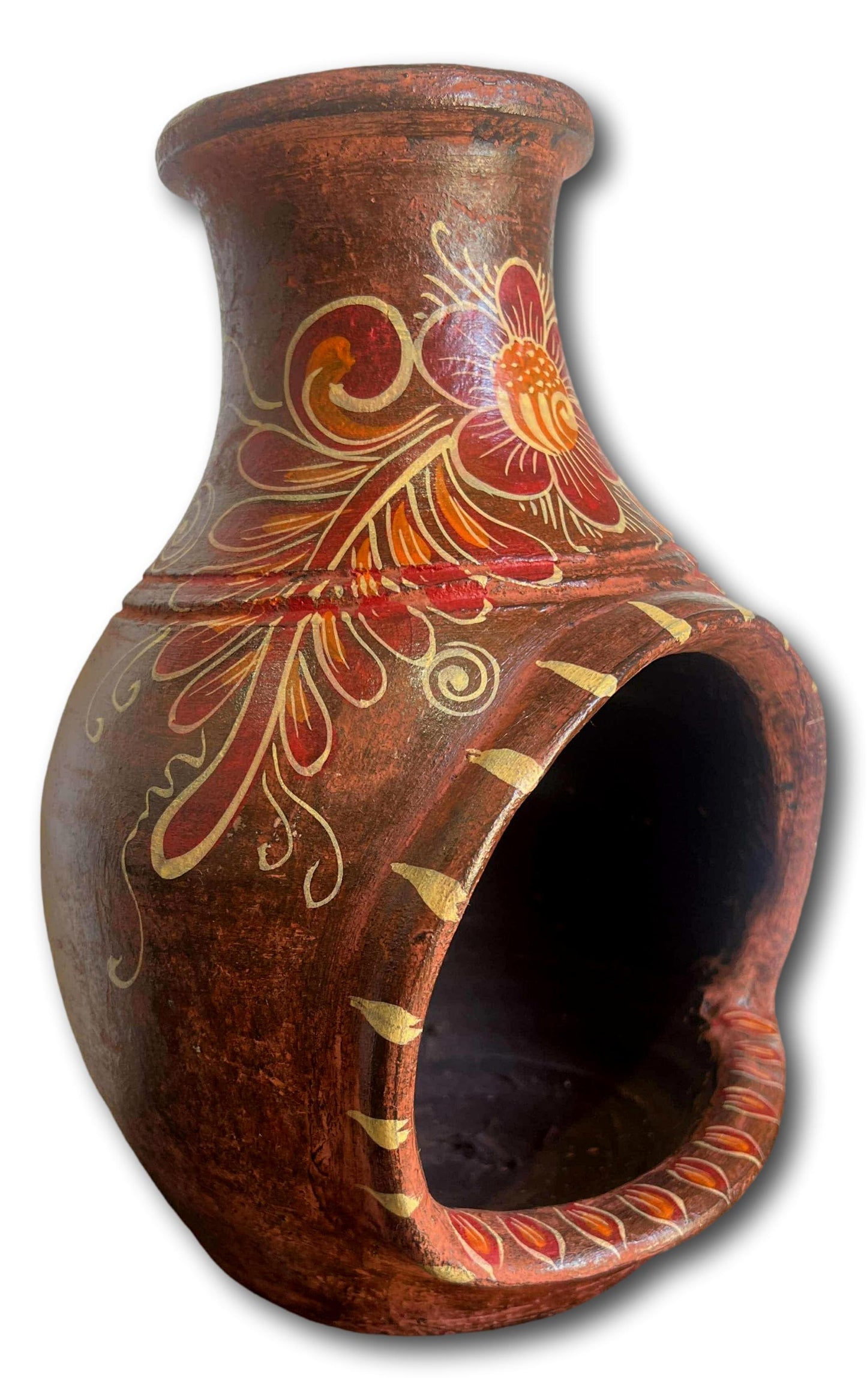 Handcrafted Clay Sun-Decorated Tabletop Chiminea – 8" x 12" Made in Mexico - Ysleta Mission Gift Shop