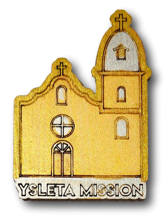 El Paso Mission Trail Magnet – Mini 2x2 Inches, Lasered Details - Ysleta Mission Gift Shop