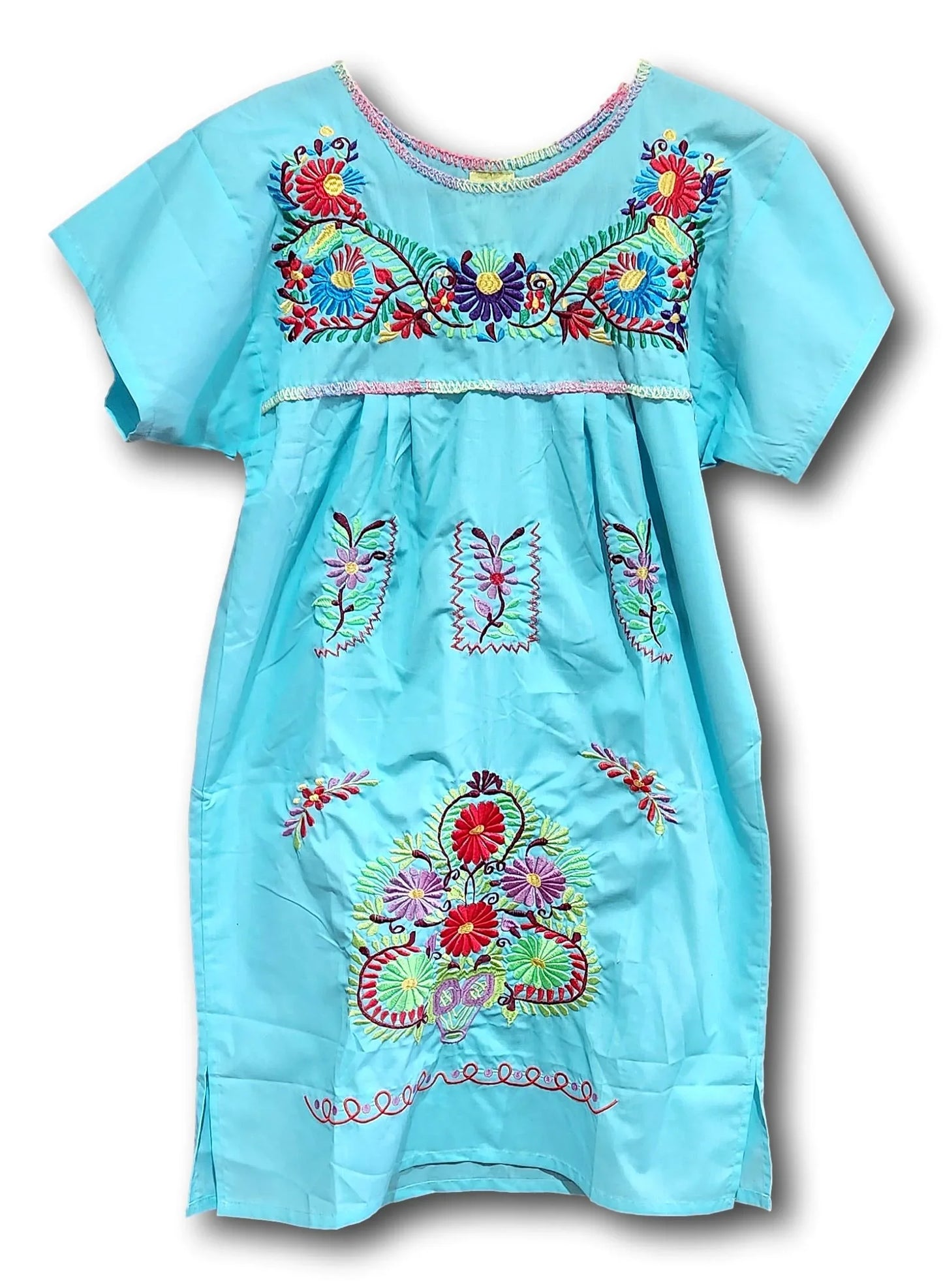 Mexican Embroidered Tunic Dress | Artisan-Made in MexicoMexico | Available in Assorted Colors - Ysleta Mission Gift Shop