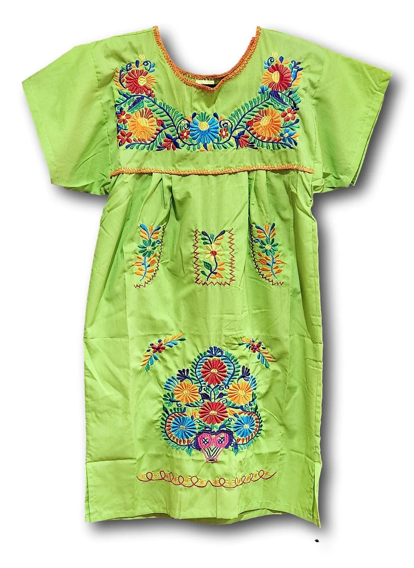 Mexican Embroidered Tunic Dress | Artisan-Made in MexicoMexico | Available in Assorted Colors - Ysleta Mission Gift Shop