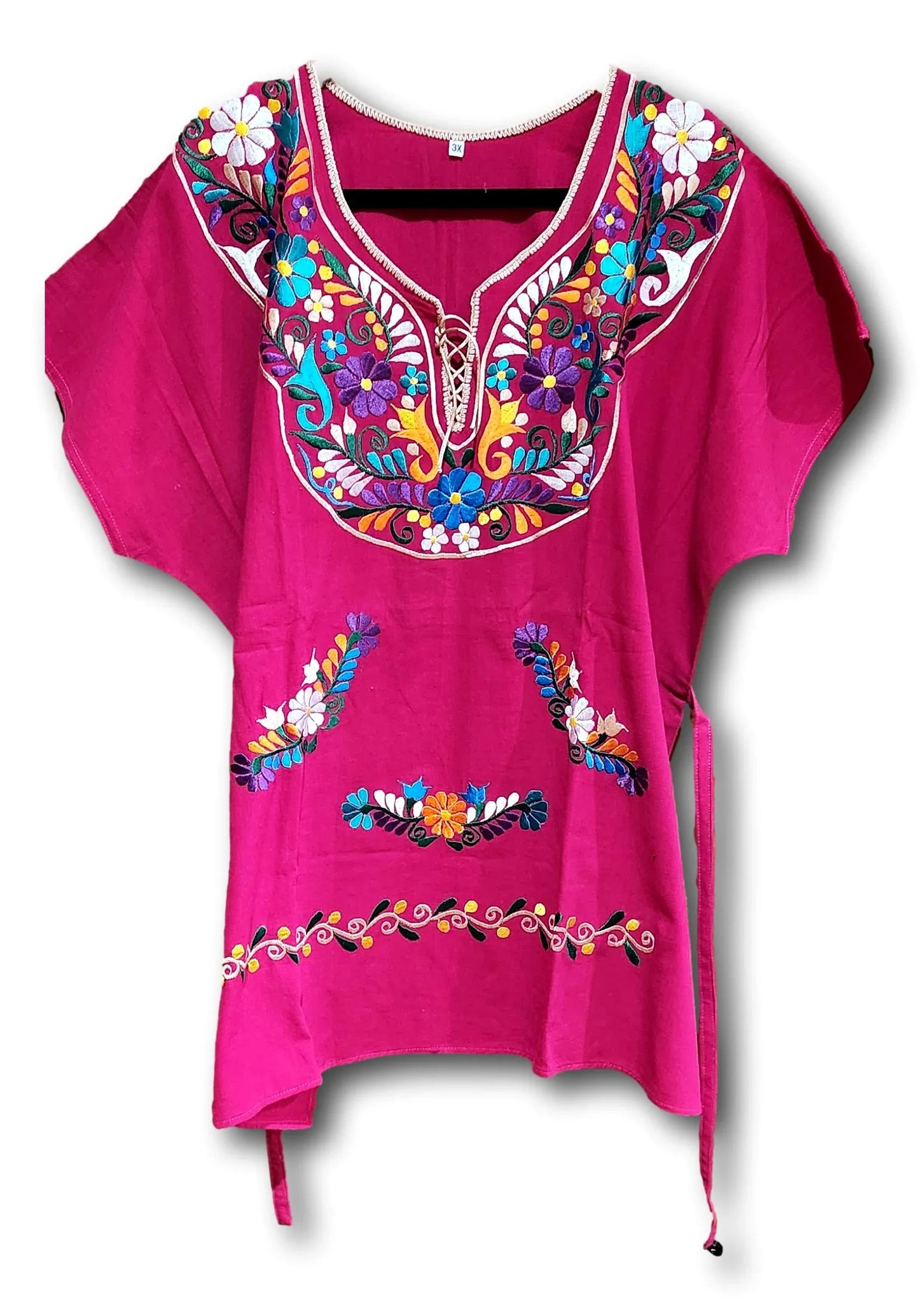 Handmade Mexican Tunic Blouse – Traditional Artisan Craft, Boho & Elegant Design 3X - Ysleta Mission Gift Shop