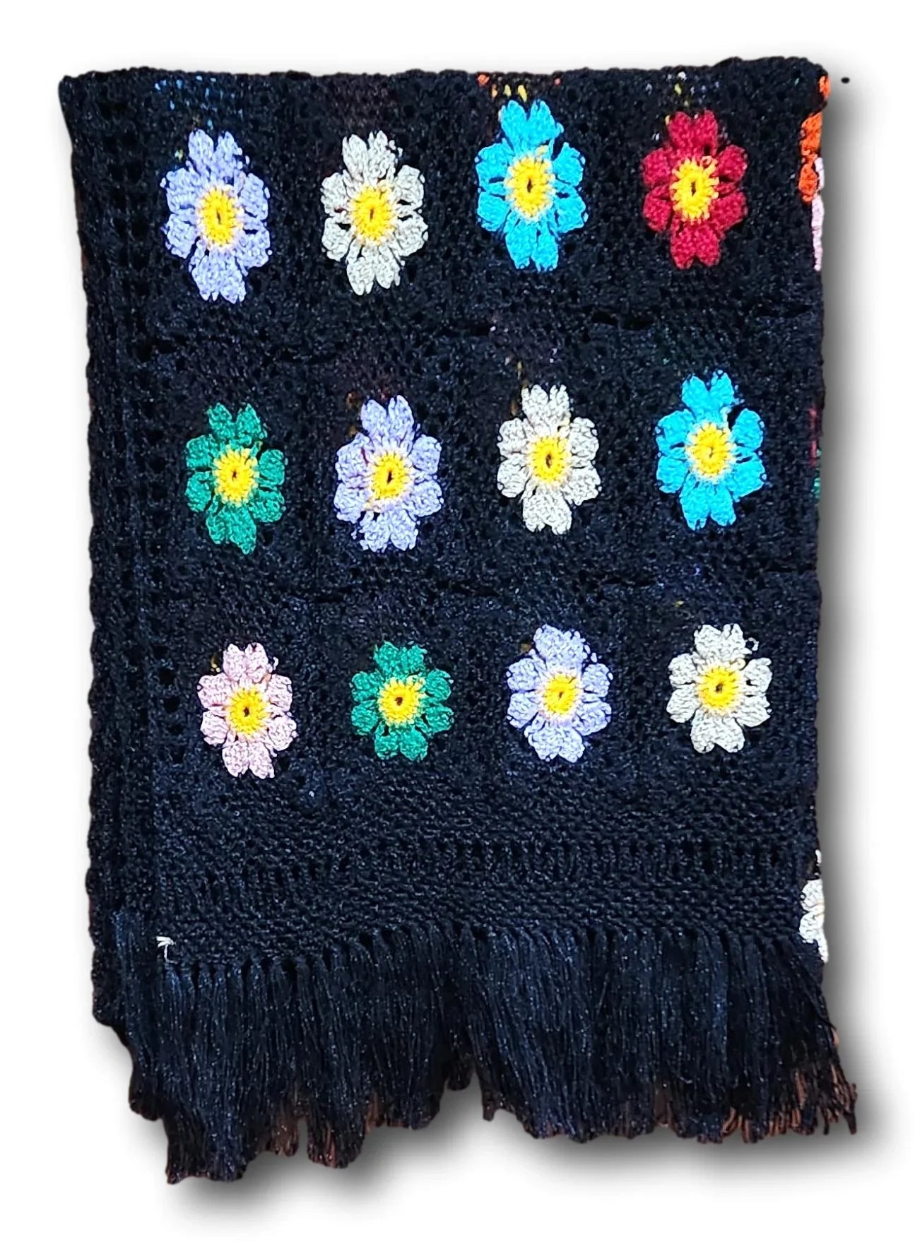 Handcrafted Knit Shawl with Fringe – Made in Mexico - Ysleta Mission Gift Shop