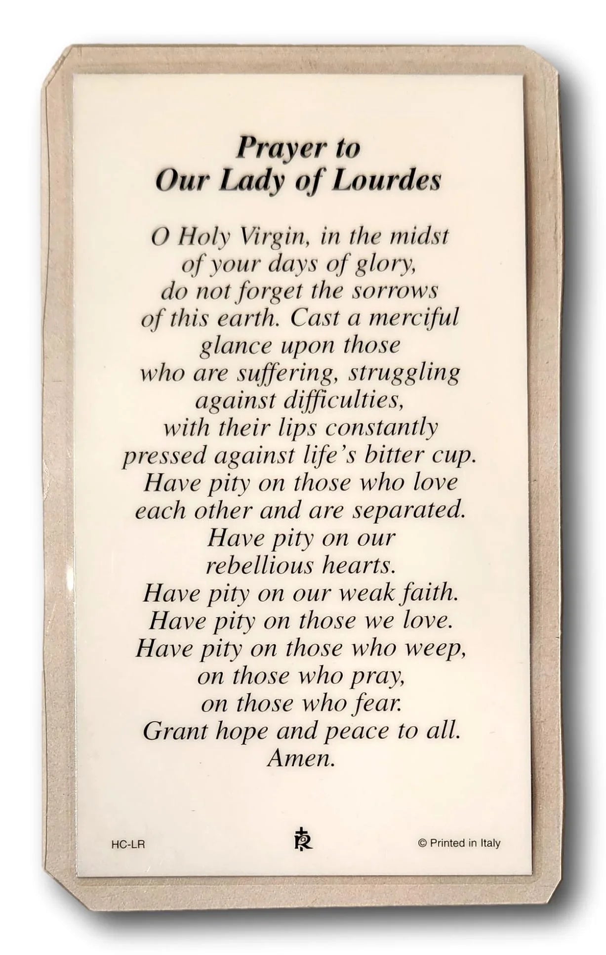 Prayer Card Prayer To Our Lady of Lourdes Laminated HC-LR - Ysleta Mission Gift Shop