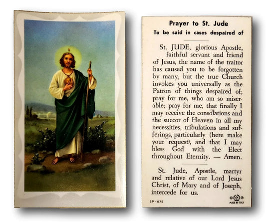 Saint Jude Prayer Laminated Card – Rare English Intercession Prayer for Hope - Ysleta Mission Gift Shop