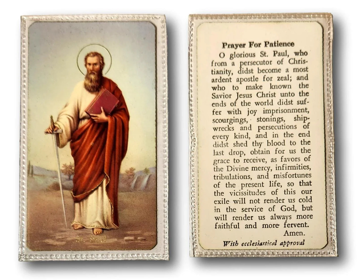 Prayer for Patience Laminated Card – Rare English Christian Devotional for Peace - Ysleta Mission Gift Shop