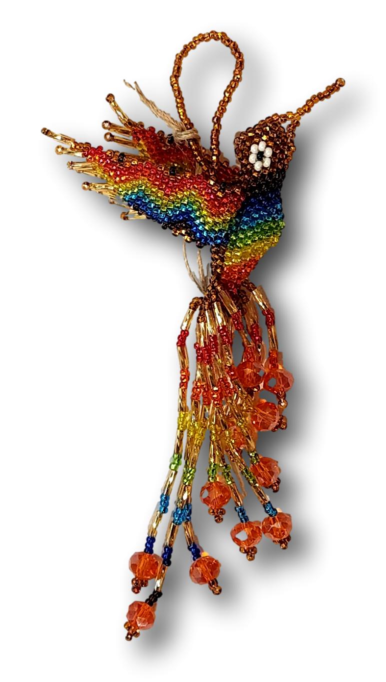 Handcrafted Beaded Hummingbirds Ornament - Mexican Charm for Bag, Keychain & Decor
