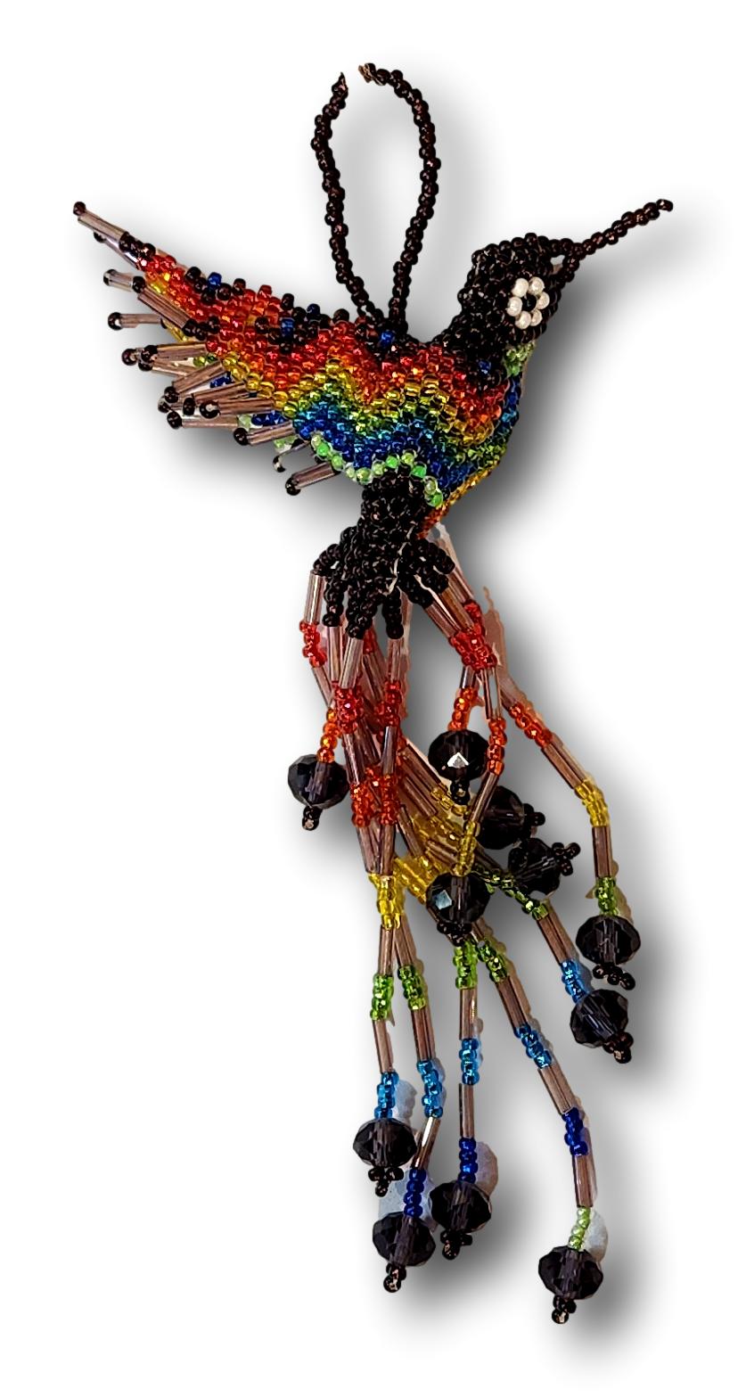 Handcrafted Beaded Hummingbirds Ornament - Mexican Charm for Bag, Keychain & Decor