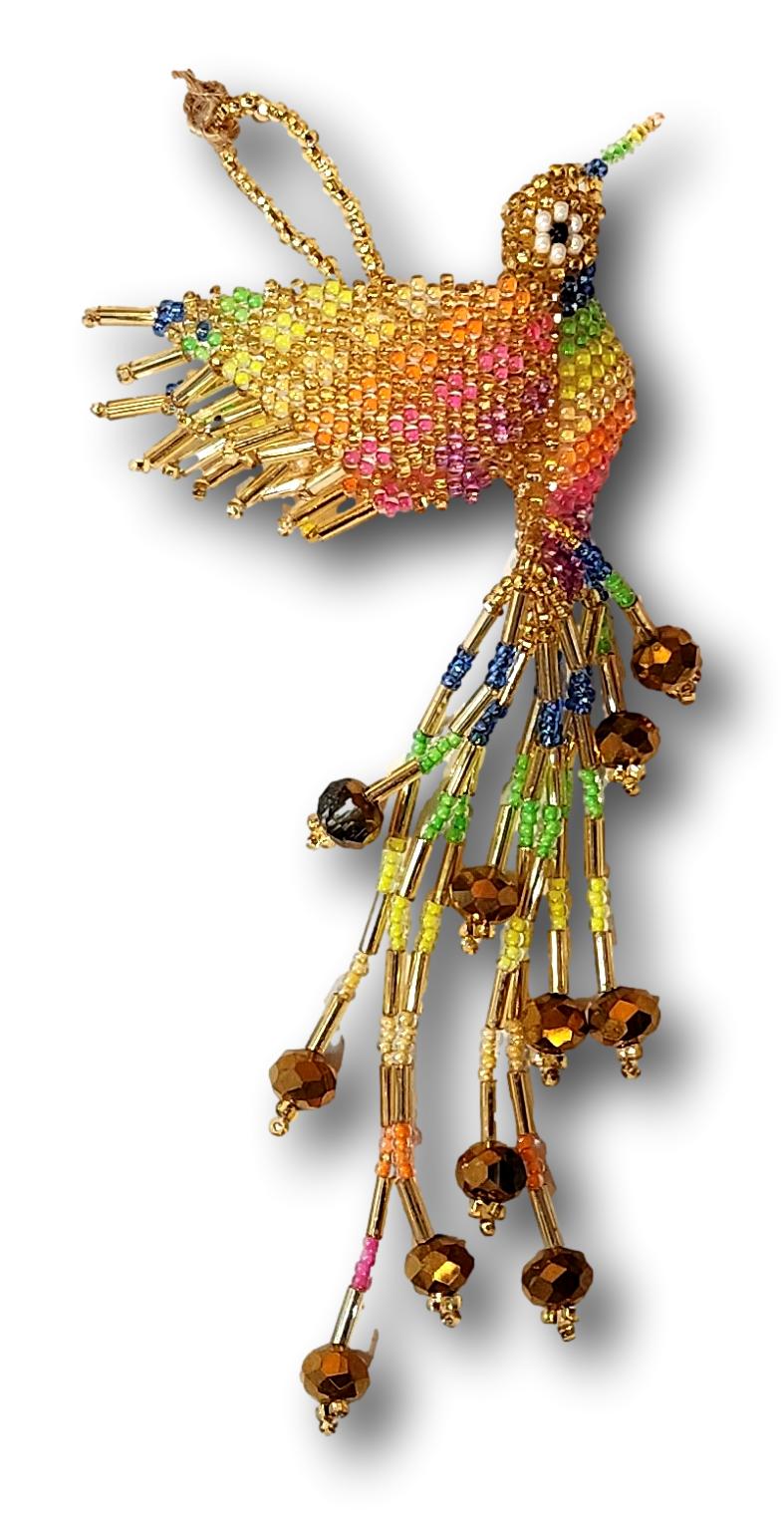 Handcrafted Beaded Hummingbirds Ornament - Mexican Charm for Bag, Keychain & Decor