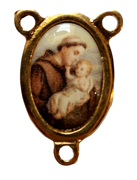 Gold Saint Anthony Rosary Center – Elegant Religious Connector for Custom Catholic Rosaries - Ysleta Mission Gift Shop