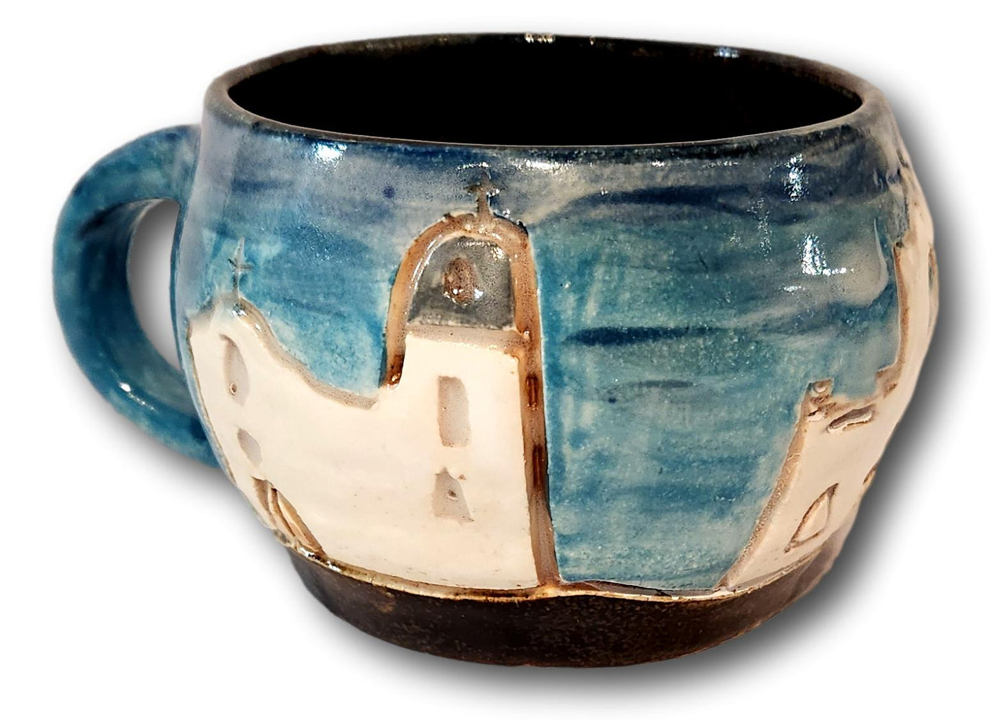 Taza de cerámica con el Sendero de la Misión de El Paso tallado a mano