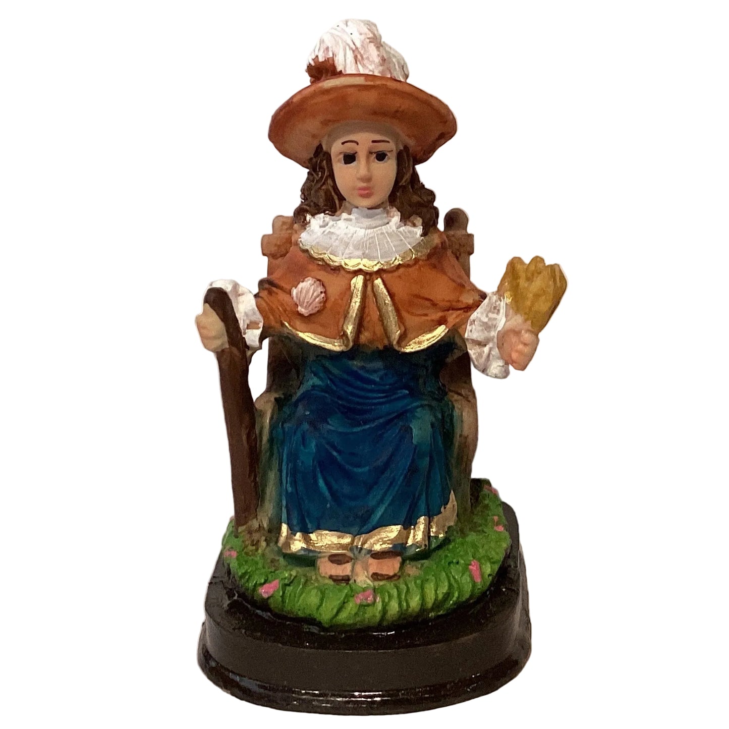 Six-inch Holy Infant of Atocha resin statue, Catholic religious figurine depicting the Christian infant saint with detailed features.
