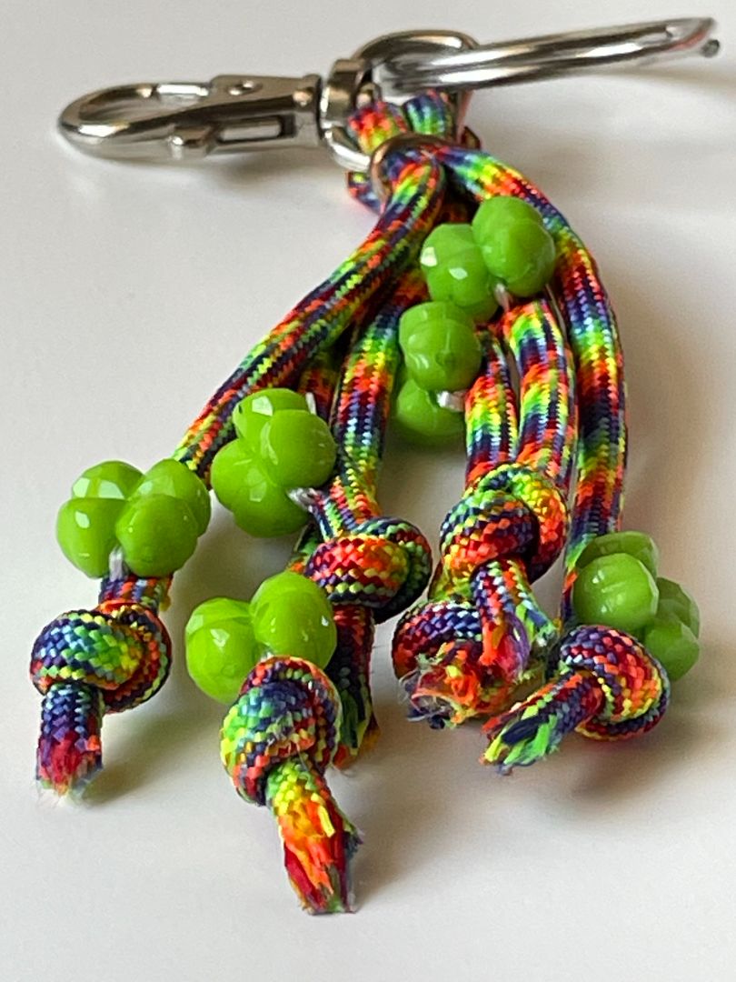 Rainbow Paracord Keychain with Shamrock Charm - 4-Inch Durable Design