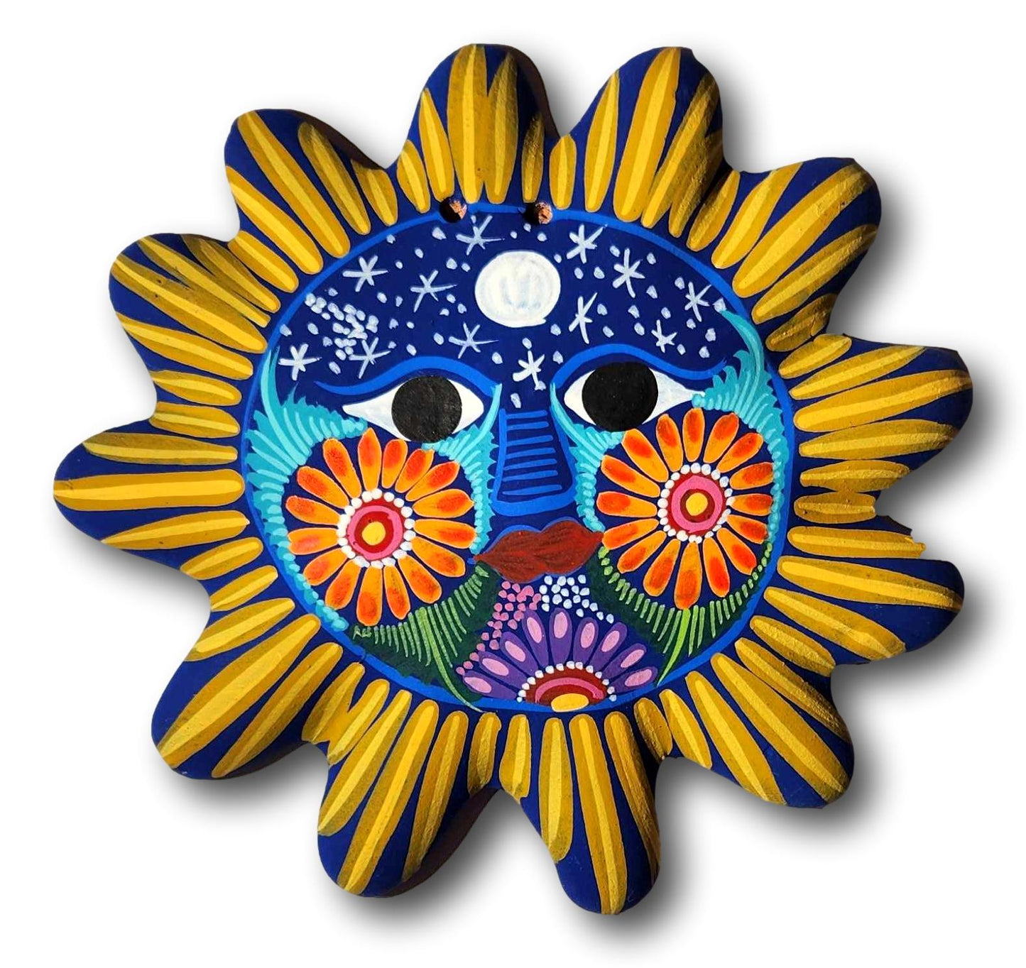 Hand-Painted Ceramic Eclipse Wall Decor – Sun & Moon Folk Art from Mexico - Ysleta Mission Gift Shop