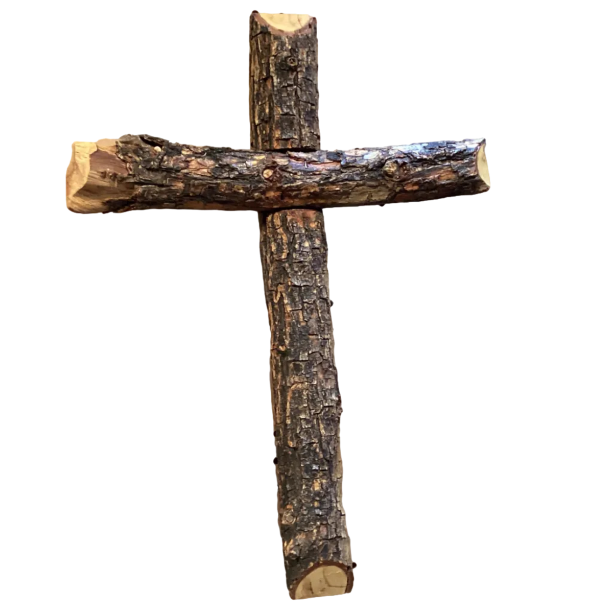Handmade Live Edge Pecan Wood – 22" Rustic Christian Wall Cross