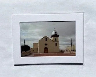Ysleta Mission Grey Sky Print Matted, 4x6 Inches Artwork - Ysleta Mission Gift Shop