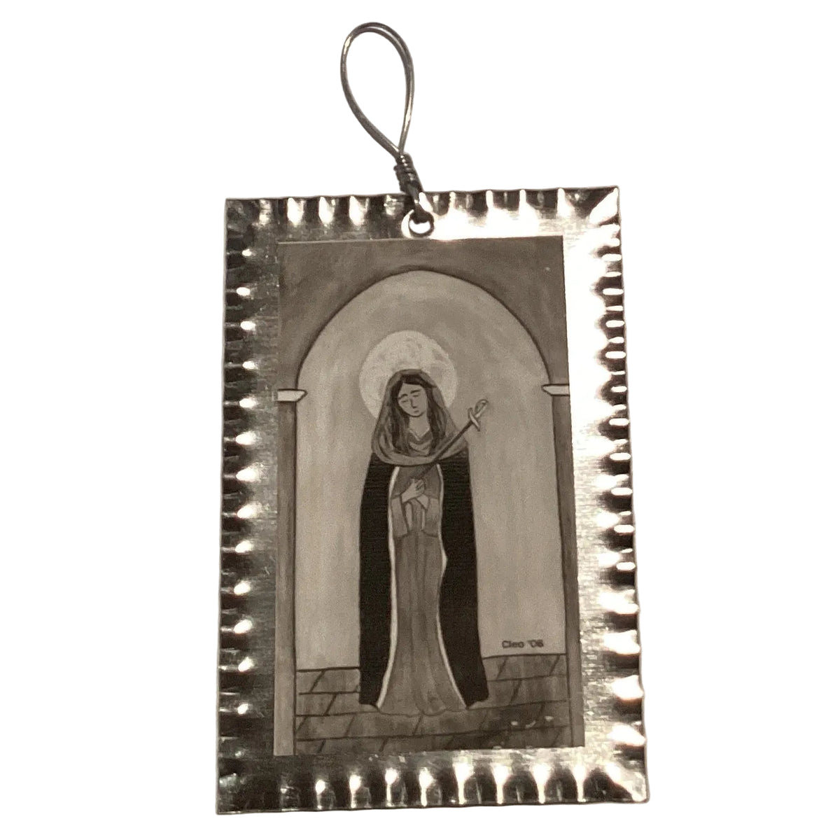 Assorted Catholic Saint ornaments, 2.5-inch tin devotional figures featuring various saints for Christian devotion.