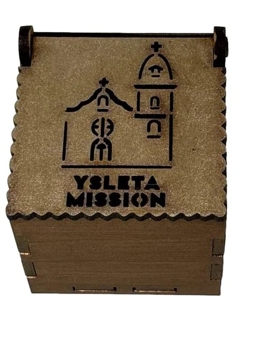 Ysleta Mission Laser-Cut Soft Gold Wood Keepsake Box – 3" x 3" x 2" - Ysleta Mission Gift Shop