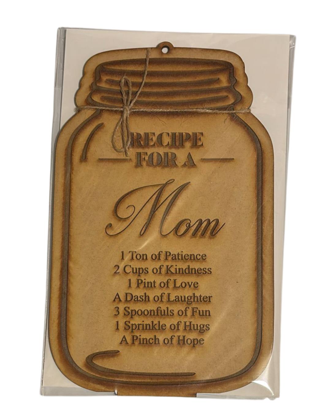 Plaque "Recipe for a Mom" – Laser Cut Wood Home Accent