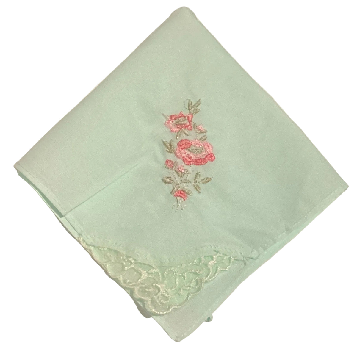 Cotton embroidered handkerchief with colorful floral design, 10x10 inches, perfect for home and garden tablescapes.
