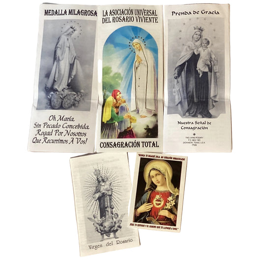 Immaculate Conception Marian devotional prayer kit with rosary, scapular, medal, and prayer cards, ideal for Catholic devotion.