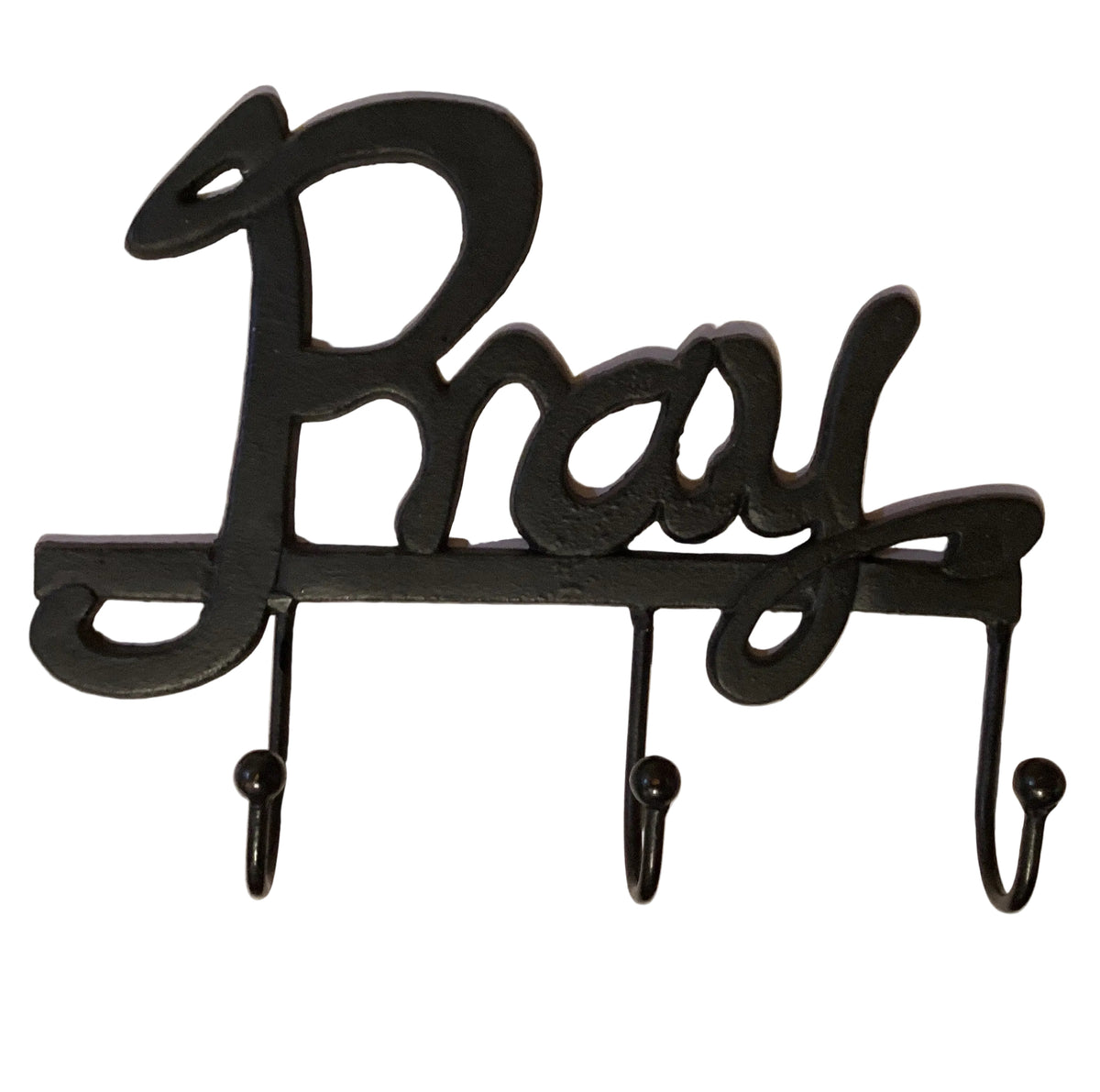 Cast iron Pray key holder shelf by Ysleta Mission Gift Shop, 11.5x10-inch wall art for home and garden decor.