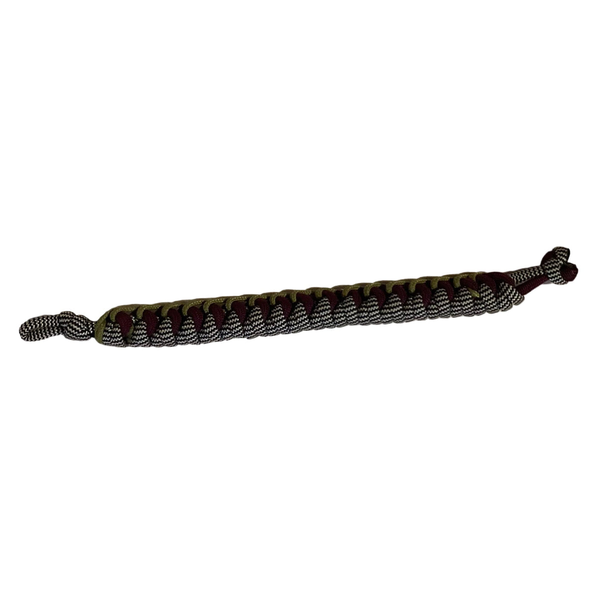 Colorful braided rope paracord keychain with durable metal clip from Ysleta Mission Gift Shop for handbags and accessories.