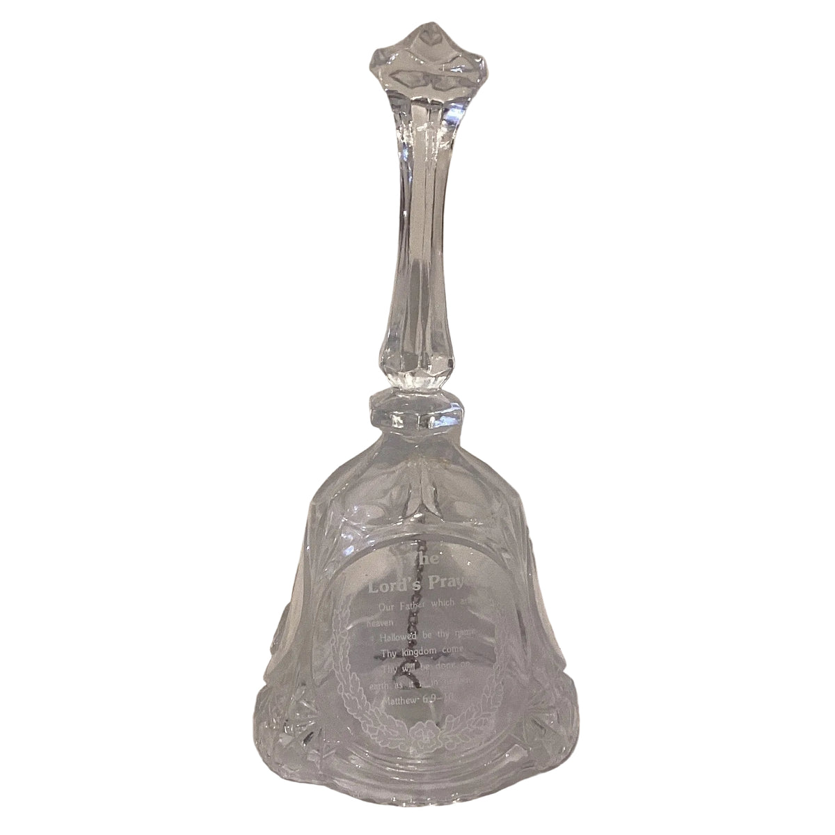 The Lord's Prayer crystal bell 8 inch Christian religious keepsake