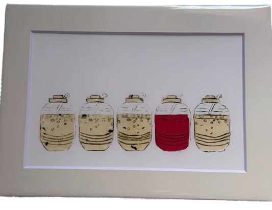 Agua Frescas Giclée Print – 4x6 Mexican Folk Art Beverage Scene - Ysleta Mission Gift Shop