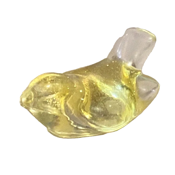 Yellow glitter perched bird figurine made of resin, 2-inch mini bird for art, crafts, and dioramas, by Ysleta Mission Gift Shop.