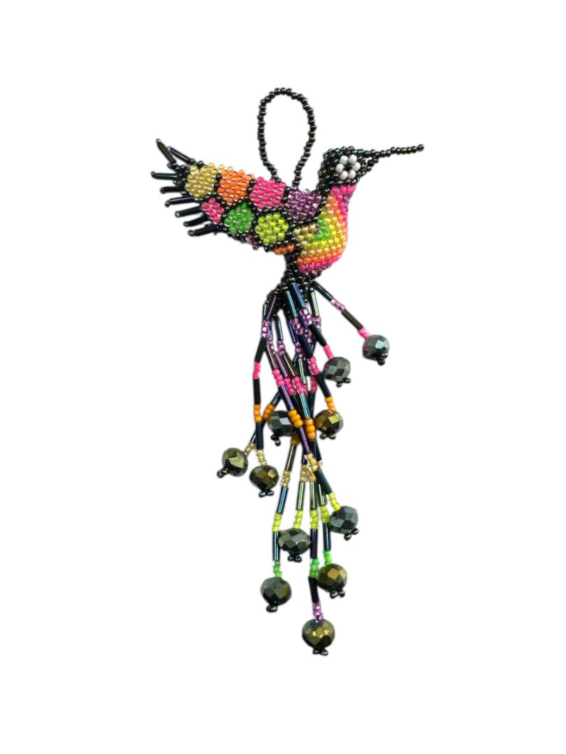 Handcrafted Beaded Hummingbirds Ornament - Mexican Charm for Bag, Keychain & Decor