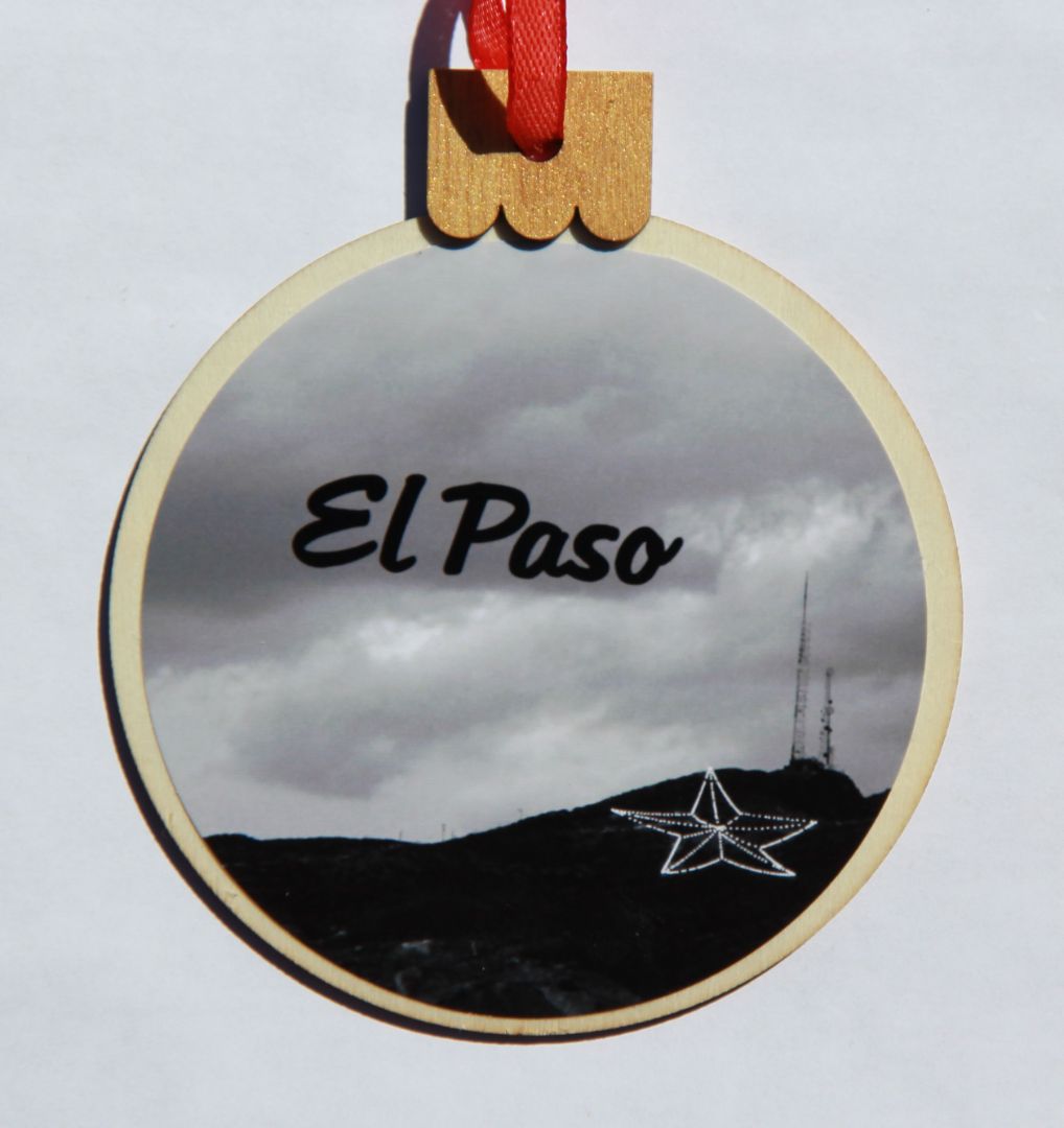 Ornament B & W Star, Wood Round 3.77 X 4.29In - Ysleta Mission Gift Shop