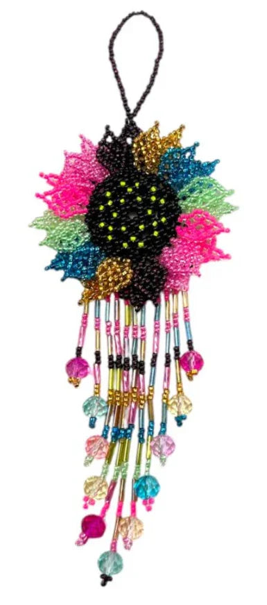 Beaded Flower Decor – Handmade Seed Bead Flowers from Mexico (7") - Ysleta Mission Gift Shop