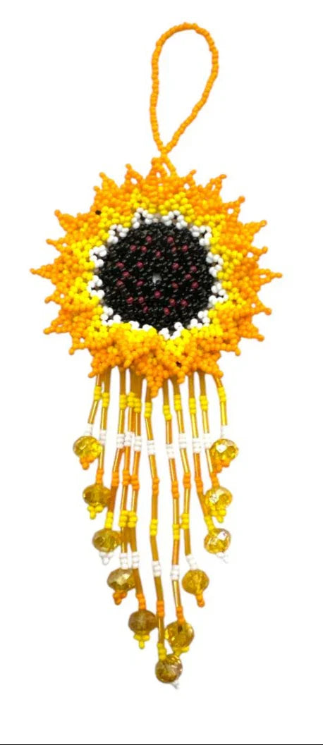 Beaded Flower Decor – Handmade Seed Bead Flowers from Mexico (7") - Ysleta Mission Gift Shop