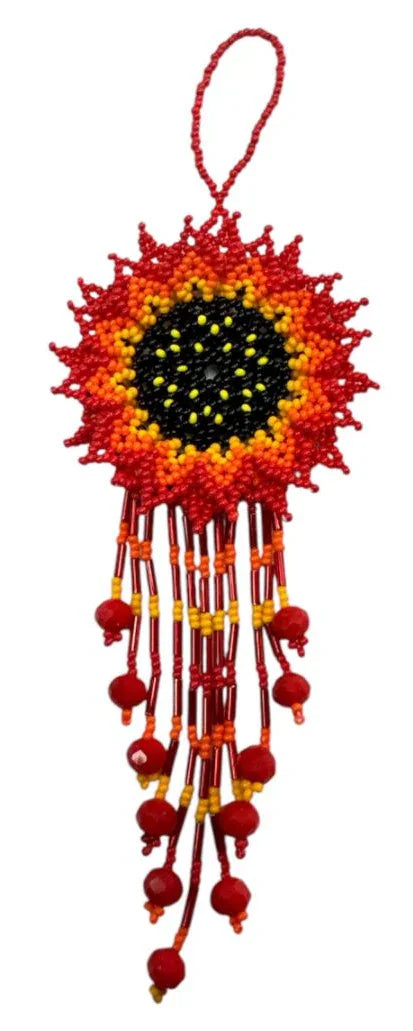 Beaded Flower Decor – Handmade Seed Bead Flowers from Mexico (7") - Ysleta Mission Gift Shop
