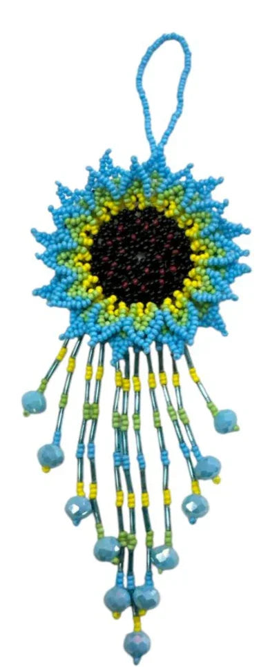 Beaded Flower Decor – Handmade Seed Bead Flowers from Mexico (7") - Ysleta Mission Gift Shop