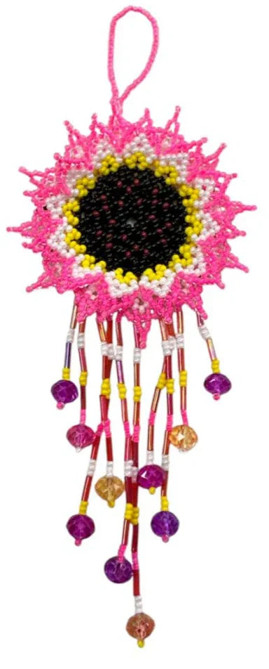 Beaded Flower Decor – Handmade Seed Bead Flowers from Mexico (7") - Ysleta Mission Gift Shop