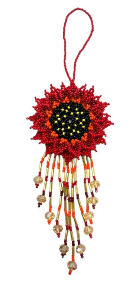 Beaded Flower Decor – Handmade Seed Bead Flowers from Mexico (7") - Ysleta Mission Gift Shop