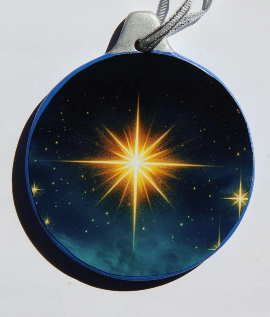 Ornament Bethlehem Star Gold, Ceramic 3.26 X 3.81In - Ysleta Mission Gift Shop