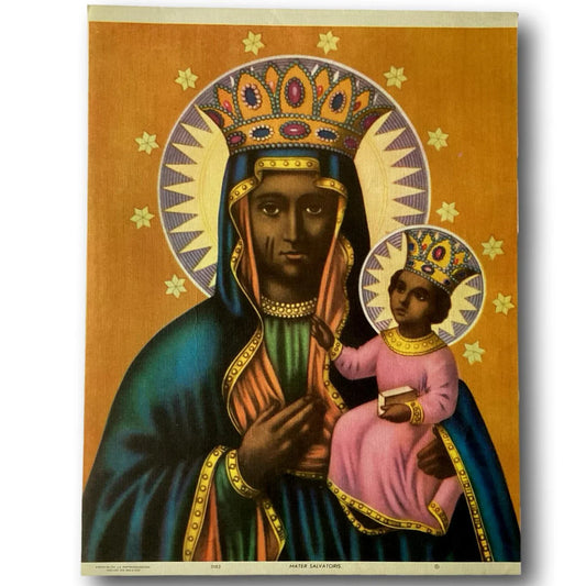 Out-of-Print Religious Image – Black Madonna / Virgen Negra – New Old Stock - Ysleta Mission Gift Shop